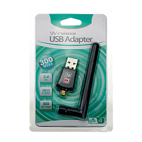 Wi-Fi адаптер Без бренда WD-3506B 2.4 ГГц 300Мбит USB 802.11 с антенной черный (1/500)