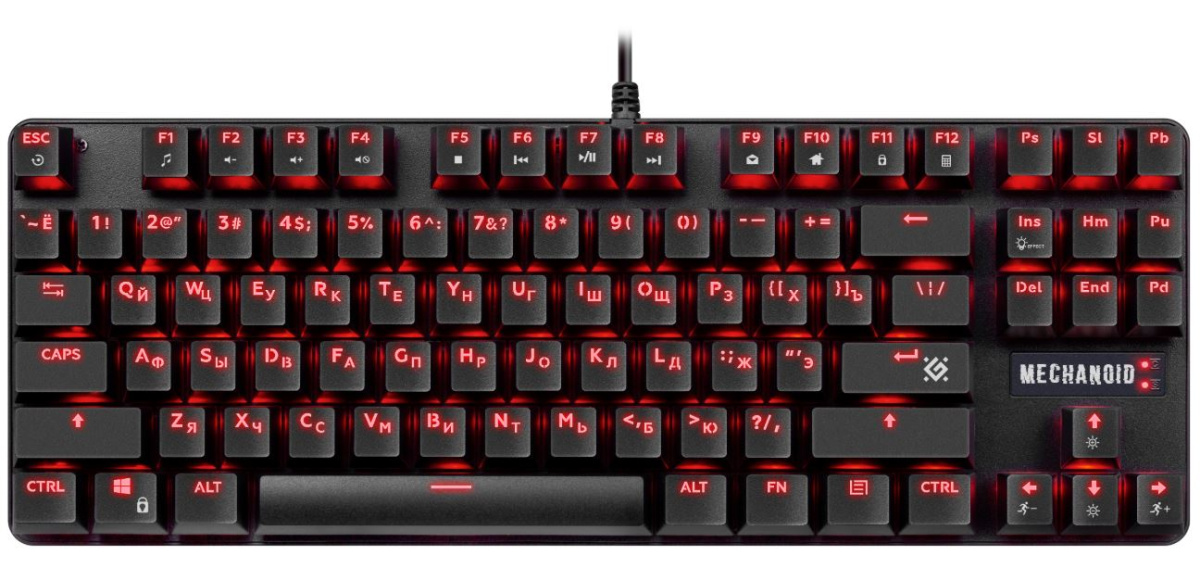 Клавиатура проводная Defender GK-581 MECHANOID игровая USB 1.5м черный (1/20)