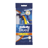 Бритва одноразовая Gillette "Blue II Plus" 2 лезвия ENG 3шт. (1/40)