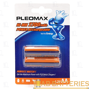 Аккумулятор бытовой Pleomax HR6 AA BL2 NI-MH 2700mAh (2/16/432/17280) 
