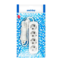 Удлинитель Smartbuy 4р.С/З 16A 2.0м ПВС белый (1/40)