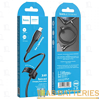 Кабель HOCO X49 USB (m)-Lightning (m) 1м 2.4A силикон черный (1/31/310)