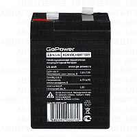 Аккумулятор свинцово-кислотный GoPower LA-645 6V 4.5Ah клеммы T1/ F1 в картонной упаковке