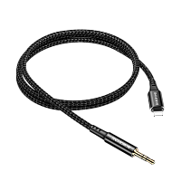Кабель AUX Borofone BL18 Jack 3.5mm (m)-Lightning (m) 1м силикон черный (1/63/252) 