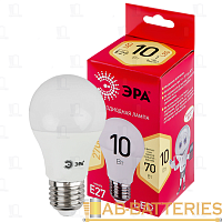 Лампа светодиодная ЭРА A60 E27 10W 2700К 220-240V груша RED LINE (1/10/100)