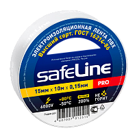 Изолента Safeline 15мм*10м ПВХ белый (10/250)
