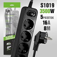 Сетевой фильтр Live Power LP1011 5р.С/З 16A 8.0м с выкл. черный