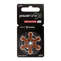 Батарейка PowerOne ZA312 Evolution BL6 Zinc Air 1.45V (6/60/300)