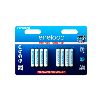 Аккумулятор предзаряженный RTU Panasonic HR03 AAA BL8 NI-MH eneloop 750mAh (8/80/320) 