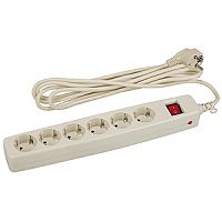 Сетевой фильтр ЭРА SF 6р.С/З 10A 2.0м со шторкой бежевый (1/20)