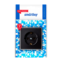 Розетка Smartbuy "Сириус" 1гн. 16A С/З пластик черный