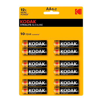 Батарейка Kodak XTRALIFE LR6 AA BL12 (2*6) Alkaline 1.5V (12/144/576/18432)
