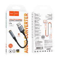 Кабель AUX HOCO LS36 USB (m)-Jack 3.5mm (f) 12см черный (1/19/190) 