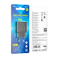 Сетевое З/У Borofone BA71A 1USB/Type-C 20W QC3.0 черный (1/75/300)