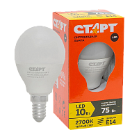 Лампа светодиодная Старт G47 E14 10W 4000К 220V шар Eco матовая (1/10/100)