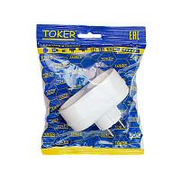 Разветвитель Toker 2Т 2р.С/З в индивидуальной упаковке белый (1/50)