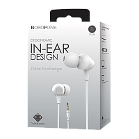 Наушники внутриканальные Borofone BM20 с микр. белый (1/36/144)