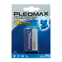 Батарейка Pleomax Super Крона 6F22 BL1 Heavy Duty 9V (1/10/50/200/10400)