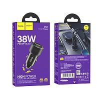 Автомобильное З/У HOCO Z52 1USB/Type-C 3.0A 38W QC3.0 черный (1/12/120)