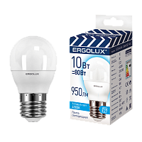 Лампа светодиодная Ergolux G45 E27 10W 4500К 172-265V шар (1/10/100)