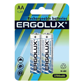 Аккумулятор бытовой Ergolux HR6 AA BL2 NI-MH 2700mAh (2/24/384) 