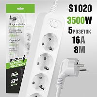 Сетевой фильтр Live Power LP1011 5р.С/З 16A 8.0м с выкл. белый