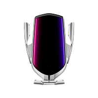 Держатель автомобильный Без бренда R1 в воздуховод беспр. зар. Qi серебряный (1/50)