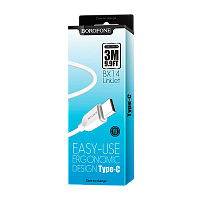 Кабель Borofone BX14 USB (m)-Type-C (m) 3м 2.4A ПВХ белый (1/360)