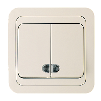 Выключатель Makel Light Mimoza 2-клав.10A пластик кремовый 25023 (1/12)