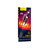 Кабель HOCO X74 USB (m)-2хType-C/Lightning/microUSB (m) 1м 2.0A ПВХ черный (1/31/310)