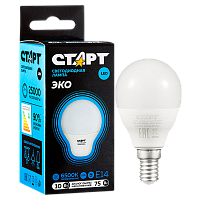 Лампа светодиодная Старт Sphere G45 E14 10W 6500К 220V шар WS матовая (1/10/100)