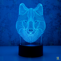Светильник настольный Старт "3D Волк" 2W 220V на основании сенс. черный