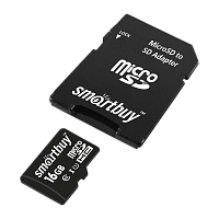 Карта памяти microSD Smartbuy 16GB Class10 UHS-I (U1) 10 МБ/сек без адаптера