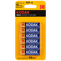 Батарейка Kodak MAX LR6 AA BL4+2 Alkaline 1.5V (6/72/288)