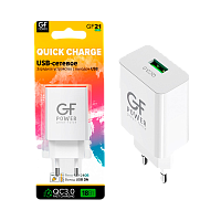 Сетевое З/У GFPower GF21 1USB 3.0A QC3.0 белый (83/332)