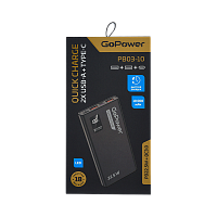 Внешний аккумулятор GoPower PB03-10 10000mAh 3.0A 22.5W 2USB/Type-C черный (1/50)