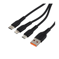 Кабель GoPower GP05-3-1 USB (m)-Type-C/Lightning/microUSB (m) 1.0м черный (1/200/800)