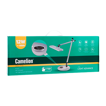 Светильник настольный Camelion KD-879 12W 230V на основании сенс. с таймером серебряный (1/6)