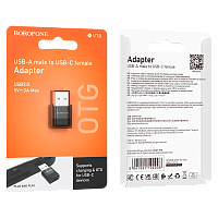 Переходник Borofone BV18 USB (m)-Type-C (f) OTG черный (1/70/420)