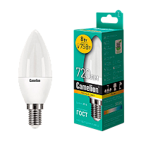 Лампа светодиодная Camelion C35 E14 8W 3000К 170-265V свеча матовая (1/10/100)