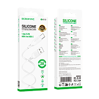 Кабель Borofone BX113 USB (m)-Type-C (m) 1м 3.0A силикон белый (1/360)