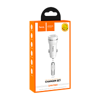 Автомобильное З/У HOCO Z27 2USB 2.4A белый (1/10/100)