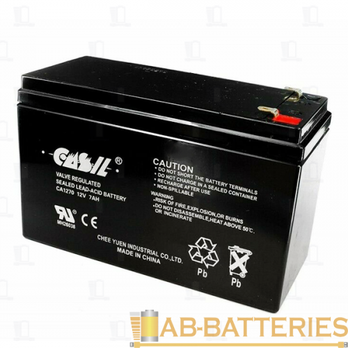 Аккумулятор свинцово-кислотный CASIL 12V 7Ah | Ab-Batteries | Элементы питания и аксессуары для сотовых оптом