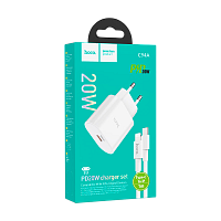 Сетевое З/У HOCO C94A Type-C 20W с кабелем Type-C-Lightning белый (1/13/130)