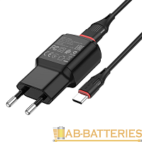 Сетевое З/У Borofone BA48A 1USB 2.1A с кабелем Type-C черный (1/44/176) 