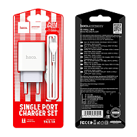 Сетевое З/У HOCO C81A 1USB 2.1A с кабелем microUSB белый (1/23/138)