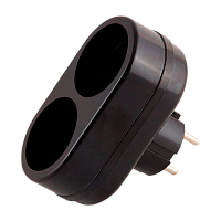 Разветвитель Toker 2Т 2р.Б/З 6A черный (1/80)