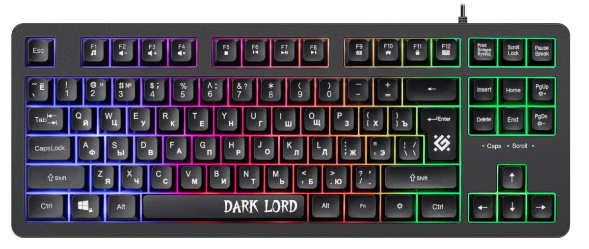 Клавиатура проводная Defender GK-580 Dark Lord USB черный
