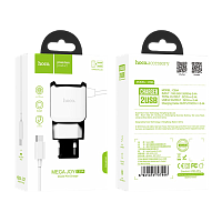 Сетевое З/У HOCO C59A 2USB microUSB (m) 2.1A белый (1/22/132)