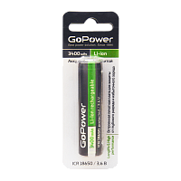 Аккумулятор Li-ion GoPower NCR18650 (Pan. NCR18650B) BL1 3.6V 3400mAh с/з выс.конт. (1/155) 